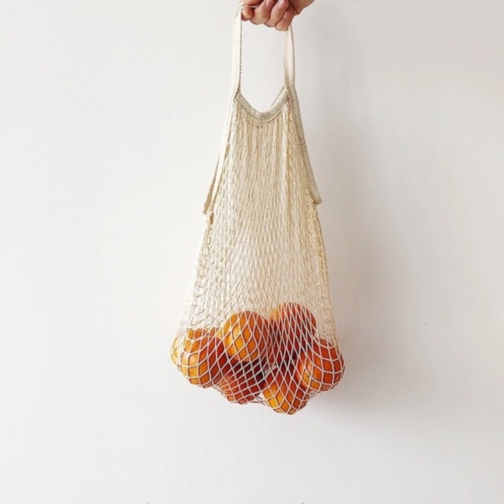 French Market Cotton Open Net Short Handle Tote - Picture 4 of 7